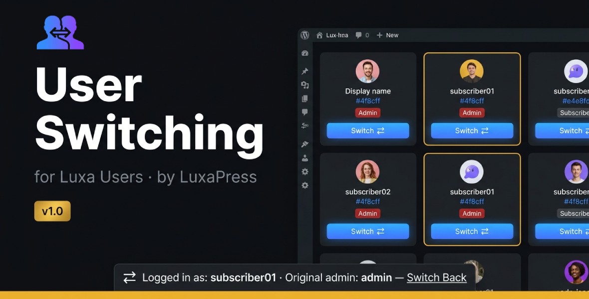 User Switching Addon for Luxa Users Pro